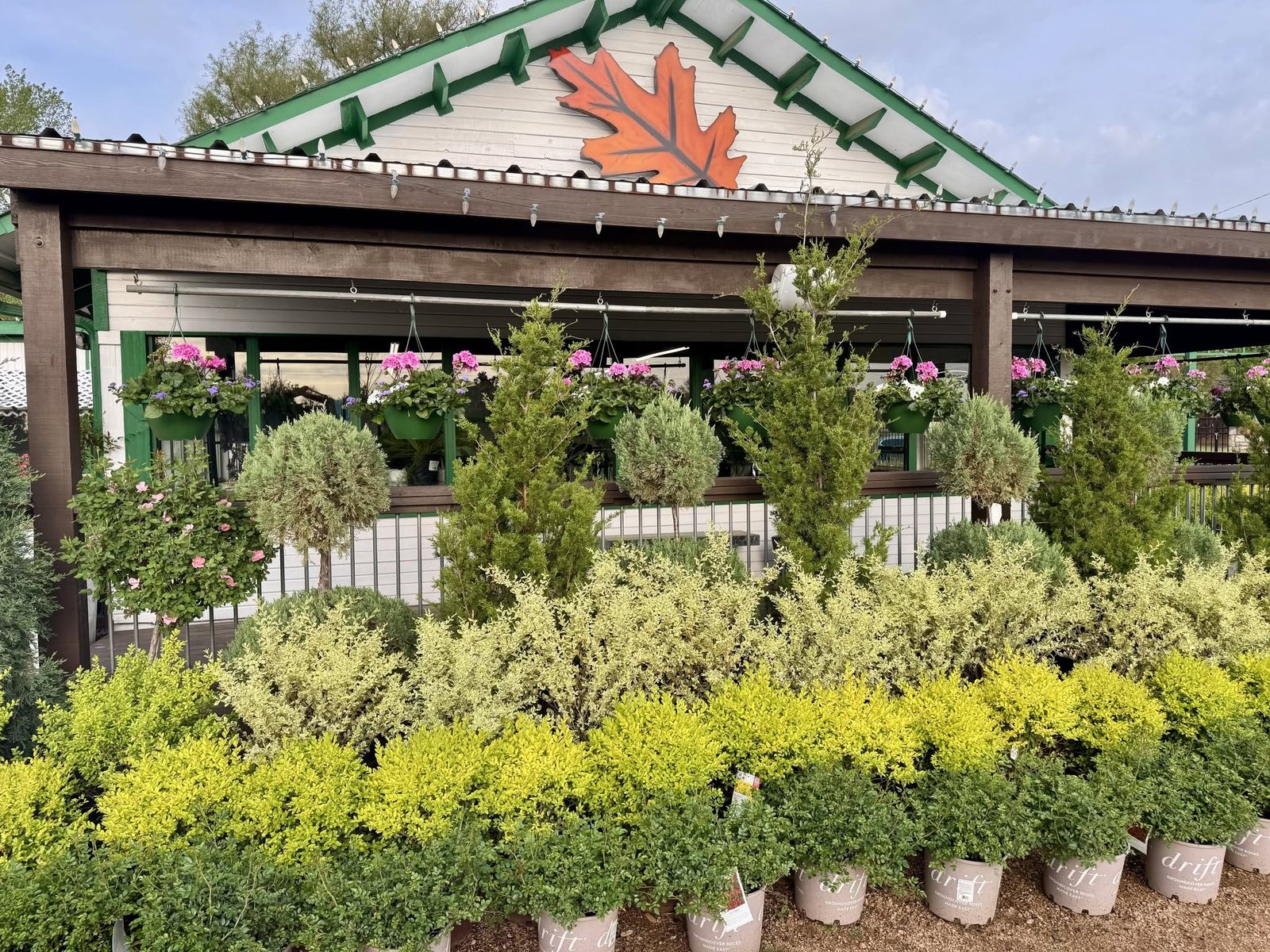 The storefront at Land Care Garden Center, seen from the yard