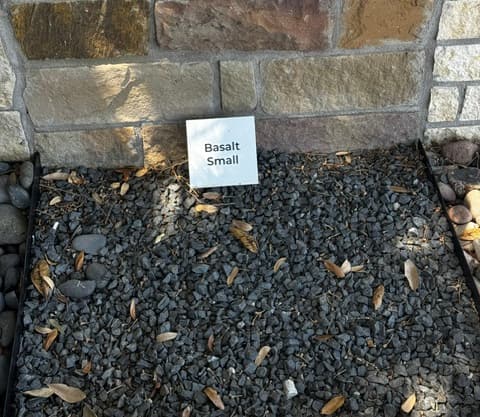 Basalt Small decorative stone sample on display at Land Care Garden Center in Flower Mound, TX