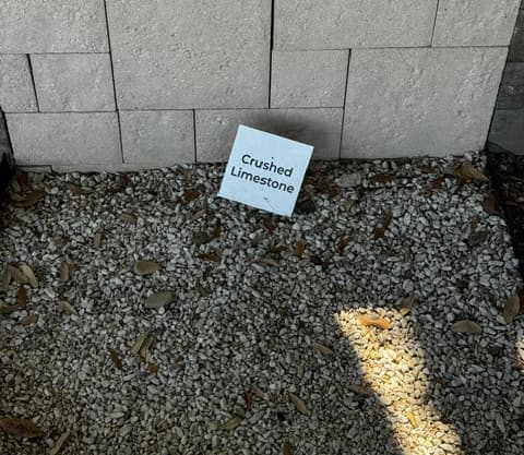 Crushed Limestone decorative stone sample on display at Land Care Garden Center in Flower Mound, TX